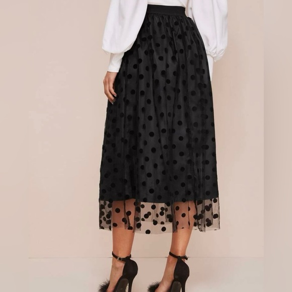 [ 最後現貨！✨] patterned mesh skirts / black main image 0